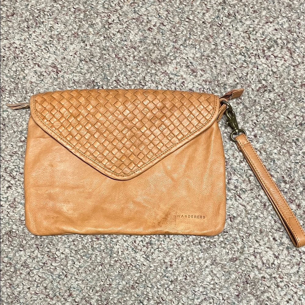 Wanderers travel company Camel Woven Wristlet Clutch